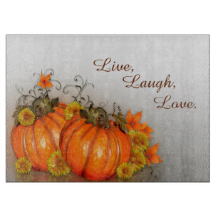 Thanksgiving Autumn theme glass cutting board