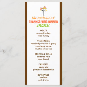 Thanksgiving Autumn Tree Menu