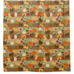 Thanksgiving Autumn Turkey Squash Harvest Pattern