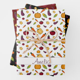 Thanksgiving Autumn vegetable pattern name Wrapping Paper Sheet