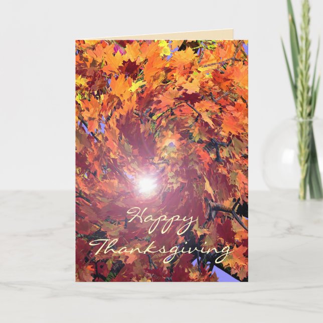 Thanksgiving Autumn Whirl Holiday Card (Front)