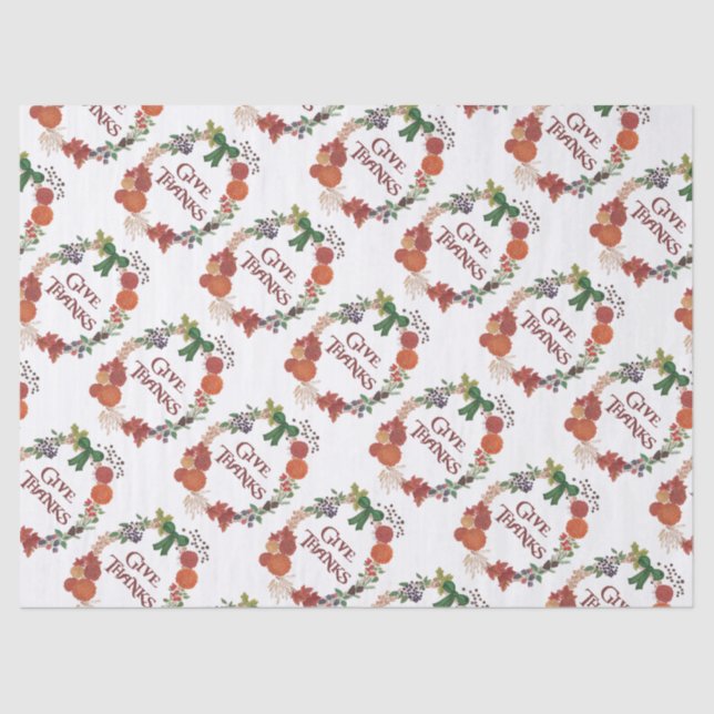 Thanksgiving Autumn Wreath to Customize Tissue Paper (Front)