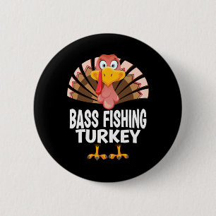 Thanksgiving B Fishing Turkey Matching Pajama 2 Inch Round Button