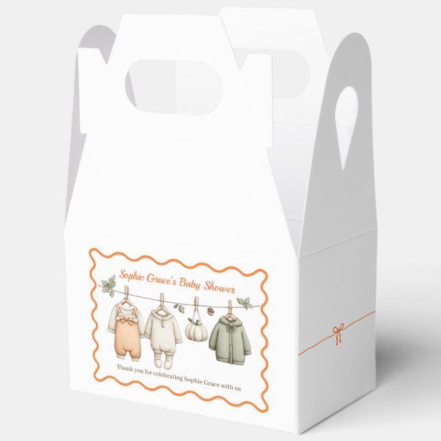 Thanksgiving Baby Shower Girl | Cozy Clothesline Favor Box (Open)