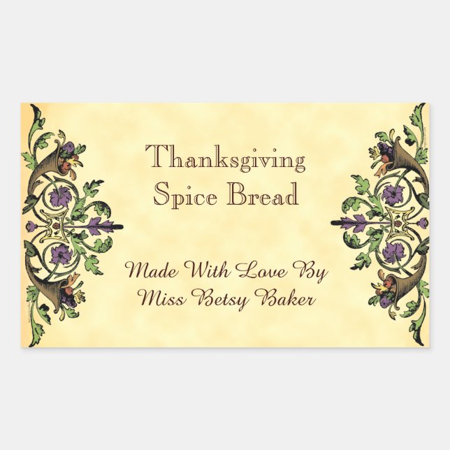 Thanksgiving Baking Custom Cornucopia Sticker (Front)