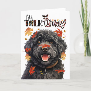 Thanksgiving Barbet Dog Let's Talk Turkey Holiday Card