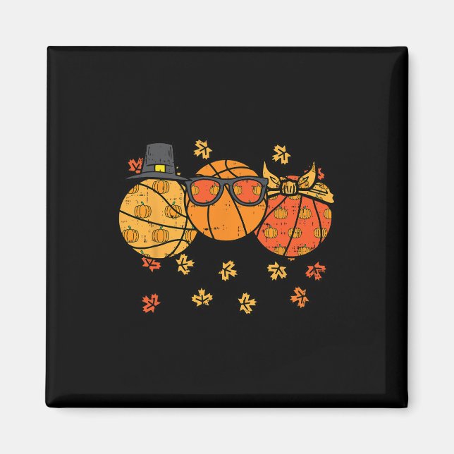 Thanksgiving Basketballs Pilgrim Fall Autumn Men W Magnet (Front)