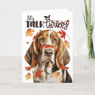 Thanksgiving Basset Hound Dog Let's Talk Turkey Holiday Card