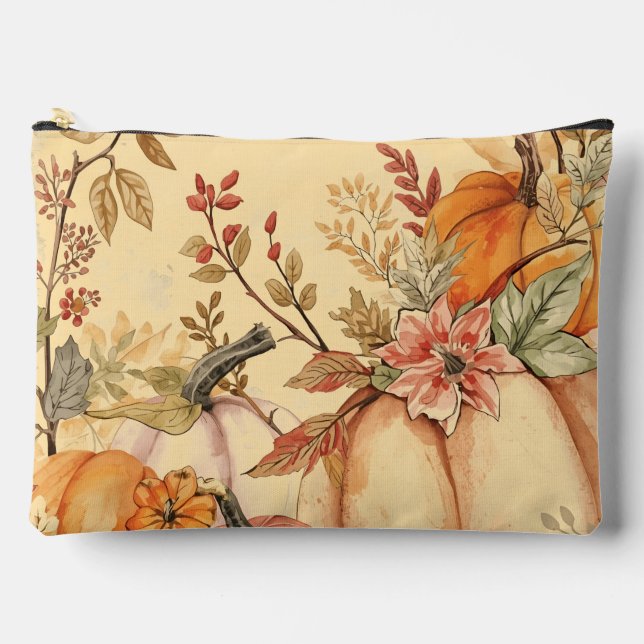 Thanksgiving, Beautiful Pumpkins Harvest Pattern Accessory Pouch (Front)