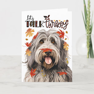 Thanksgiving Bergamasco Dog Let's Talk Turkey Holiday Card