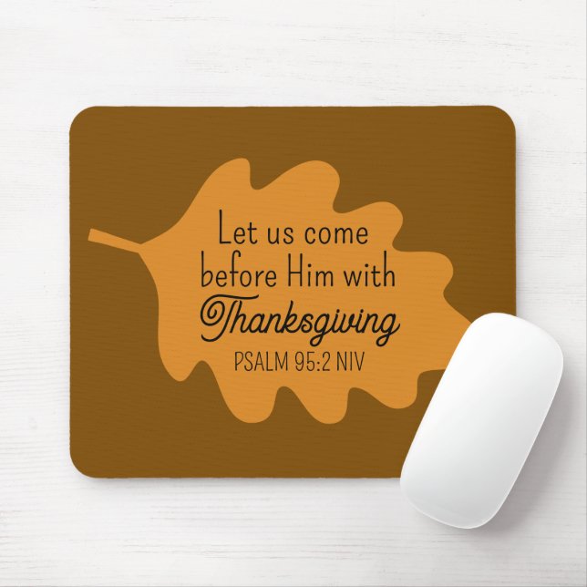 Thanksgiving Bible Verse Green Leaf Autumm Orange Mouse Pad (With Mouse)