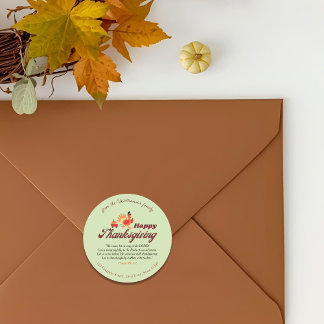 Thanksgiving Bible Verse | Name & Address Envelope Classic Round Sticker