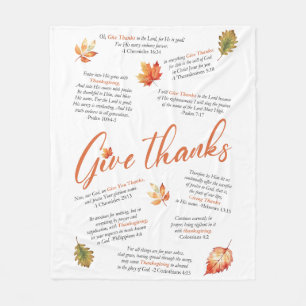 Thanksgiving Bible Verses with Autumn Leaves Fleece Blanket