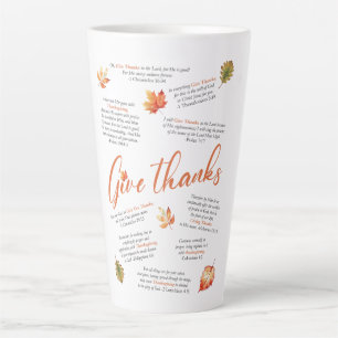 Thanksgiving Bible Verses with Autumn Leaves Latte Mug