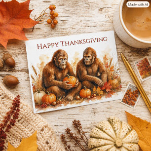 Thanksgiving Bigfoot Autumn Nature Believer Postcard