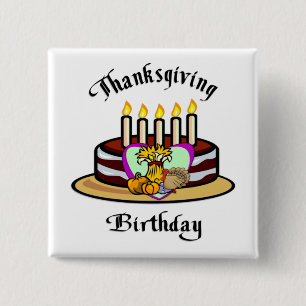 Thanksgiving Birthday 2 Inch Square Button