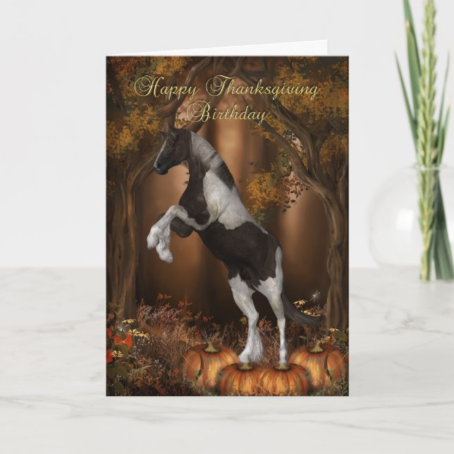 Thanksgiving Birthday Card, Happy Thanksgiving Bir Holiday Card (Front)