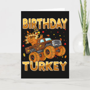 Thanksgiving Birthday Riding Monster Truck Turkey Card