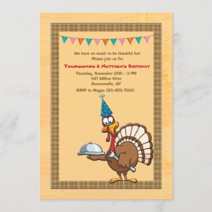 Thanksgiving Birthday Turkey Invitation