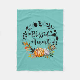 Thanksgiving Blessed Aunt Pumpkin Thanksgiving Fleece Blanket