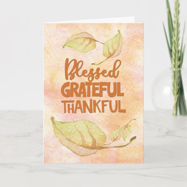 Thanksgiving Blessed Grateful Thankful Religious Card (Front)