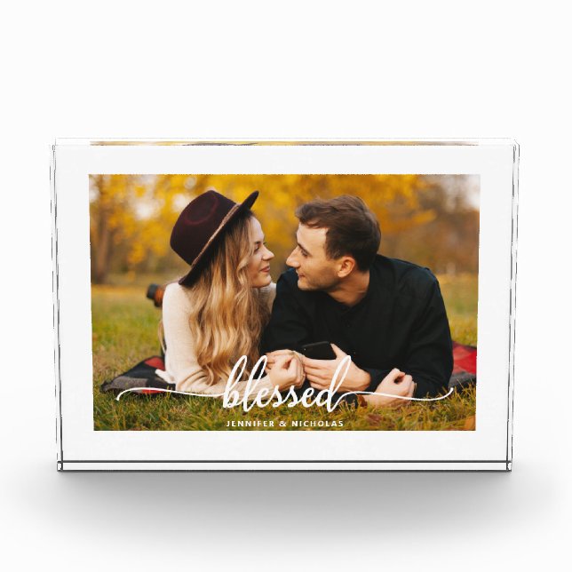 Thanksgiving Blessed Script Photo Block (Front)