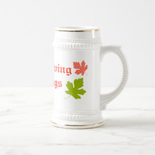 Thanksgiving Blessing Stein with Autumn Leaves