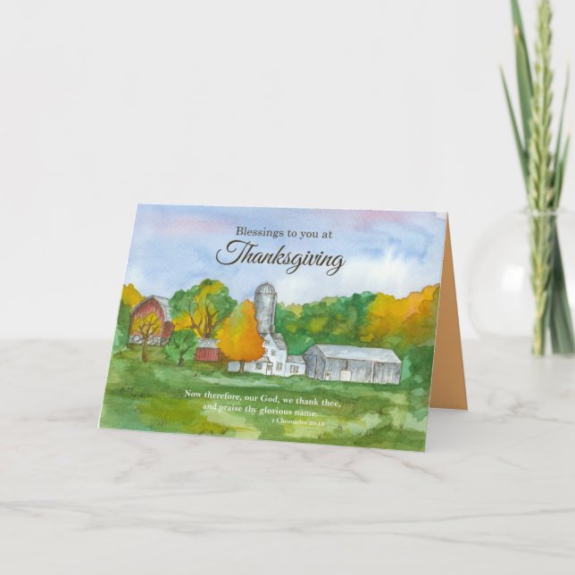 Thanksgiving Blessings Bible Verse Chronicles 29 Card (Front)