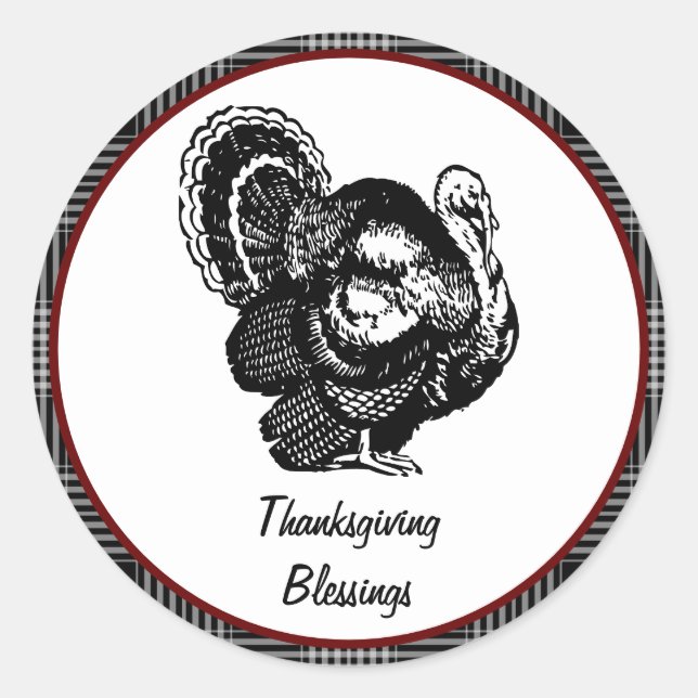 Thanksgiving Blessings Classic Round Sticker (Front)