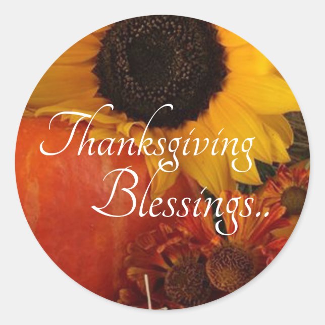 Thanksgiving Blessings Classic Round Sticker (Front)