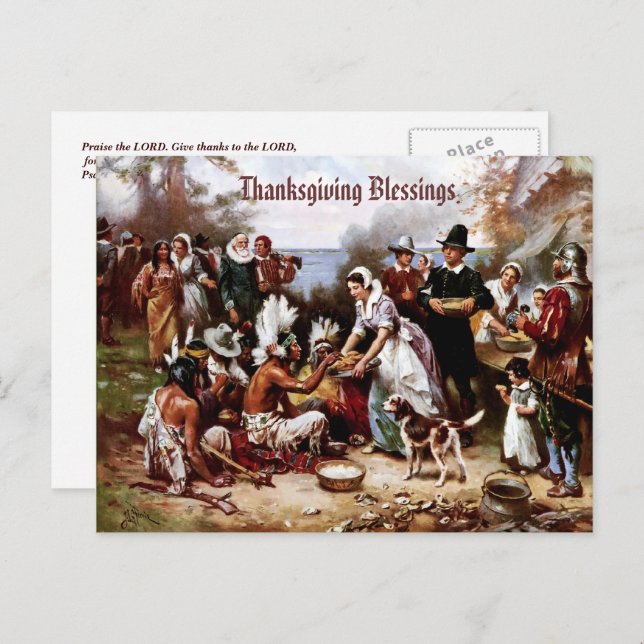 Thanksgiving Blessings. Customizable Postcard (Front/Back)