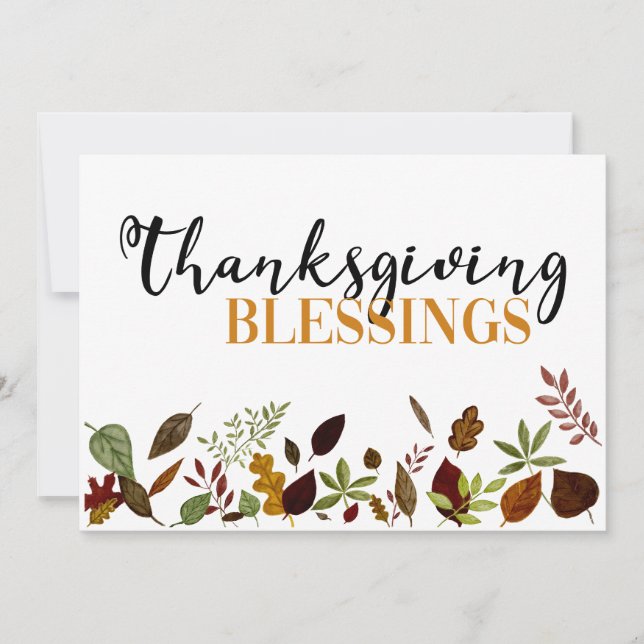 Thanksgiving Blessings Fall Foliage Holiday Card (Front)
