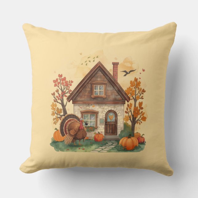 Thanksgiving Bliss and the Country Home Throw Pillow (Front)