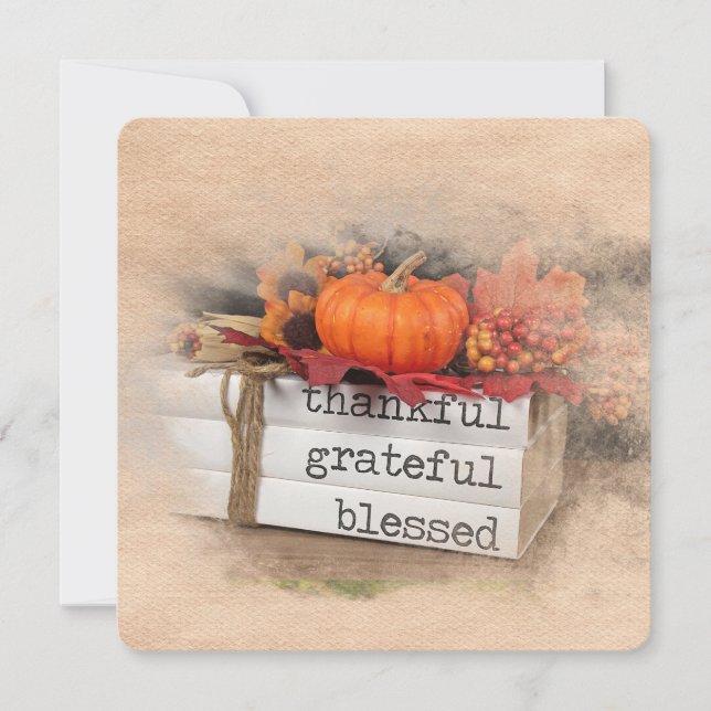 Thanksgiving Books with Pumpkin Card (Front)