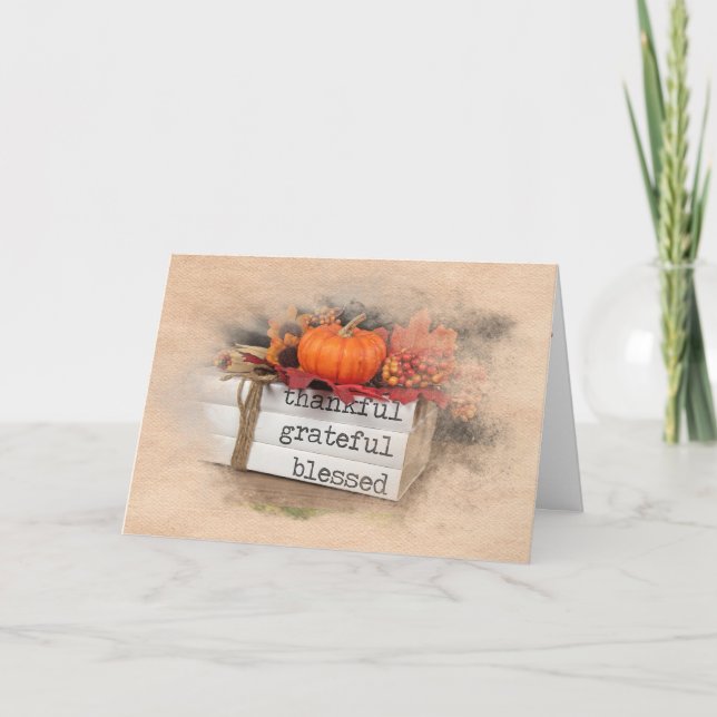 Thanksgiving Books with Pumpkin Card (Front)