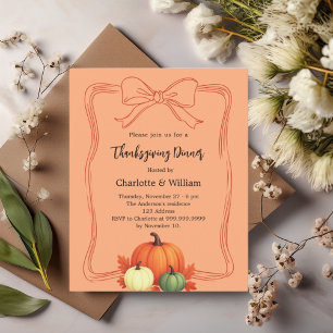 Thanksgiving bow atomic tangerine invitation