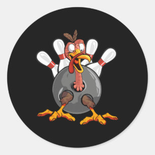 Thanksgiving Bowl Bowler Strike Pin Sport Turkey B Classic Round Sticker