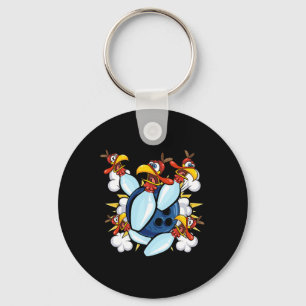 Thanksgiving Bowl Bowler Strike Pin Sport Turkey B Keychain