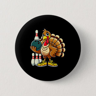 Thanksgiving Bowling Shirt Women Men Funny Turkey  2 Inch Round Button