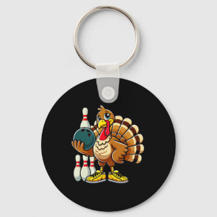 Thanksgiving Bowling Shirt Women Men Funny Turkey  Keychain