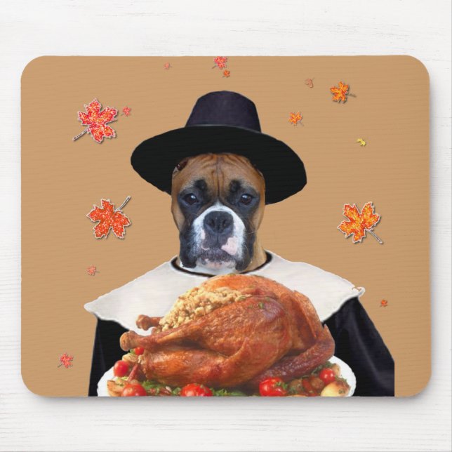 Thanksgiving Boxer Dog mousepad (Front)