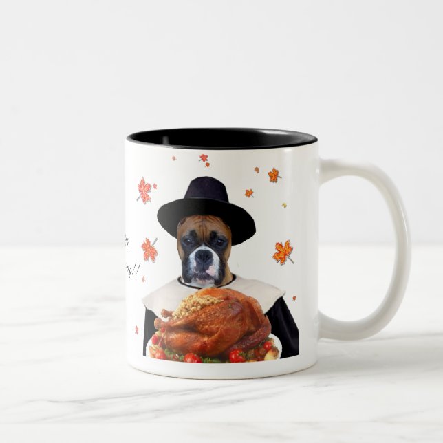 Thanksgiving Boxer dog mug (Right)