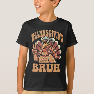 Thanksgiving Bruh Funny Turkey Fall Boys T-Shirt