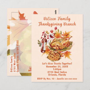 Thanksgiving Brunch Harvest Celebration Postcard