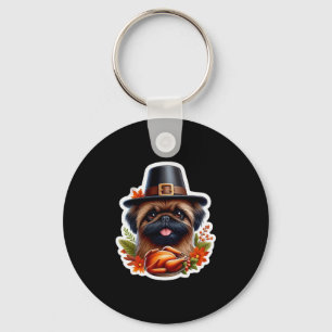 Thanksgiving Brussels Griffon Dog Owner Lover Funn Keychain