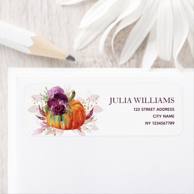 Thanksgiving Burgundy Elegant return address (Insitu)