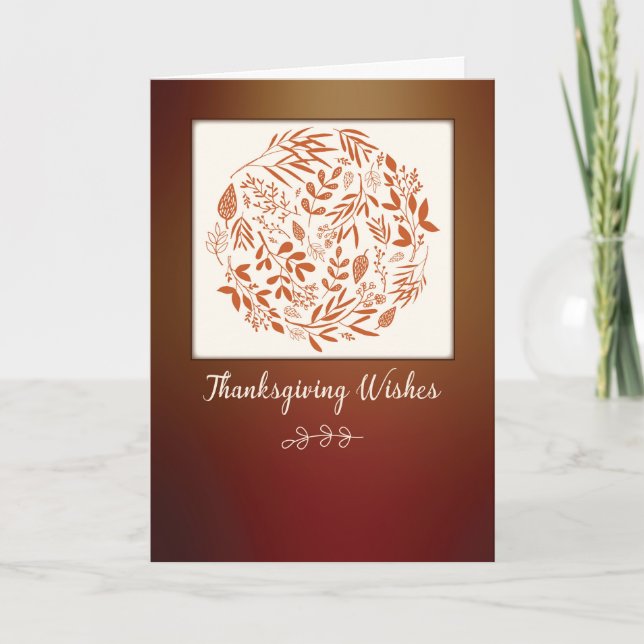 Thanksgiving Business Wreath leaves Holiday Card (Front)