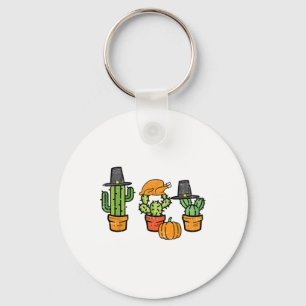 Thanksgiving Cactus Cute Succulent Plant Fall Men Keychain