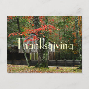 Thanksgiving - Cades Cove barn Holiday Postcard