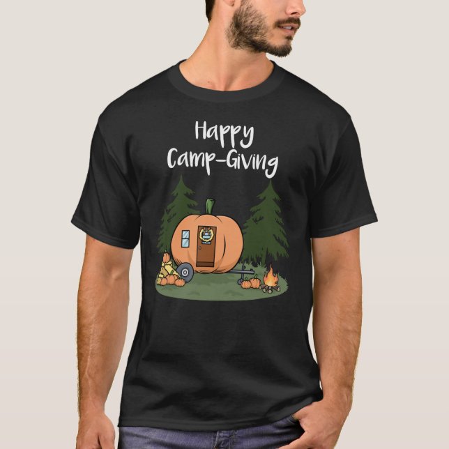 Thanksgiving Camping Pumpkin Pie Turkey Campfire T T-Shirt (Front)